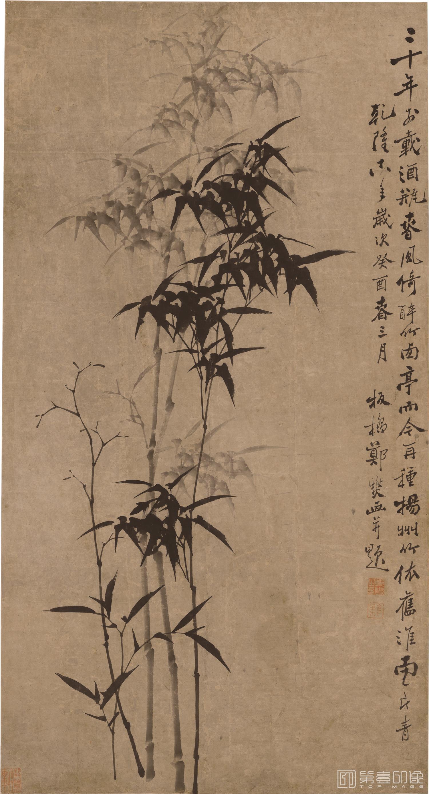 国画-竹图立轴纸本-76×141