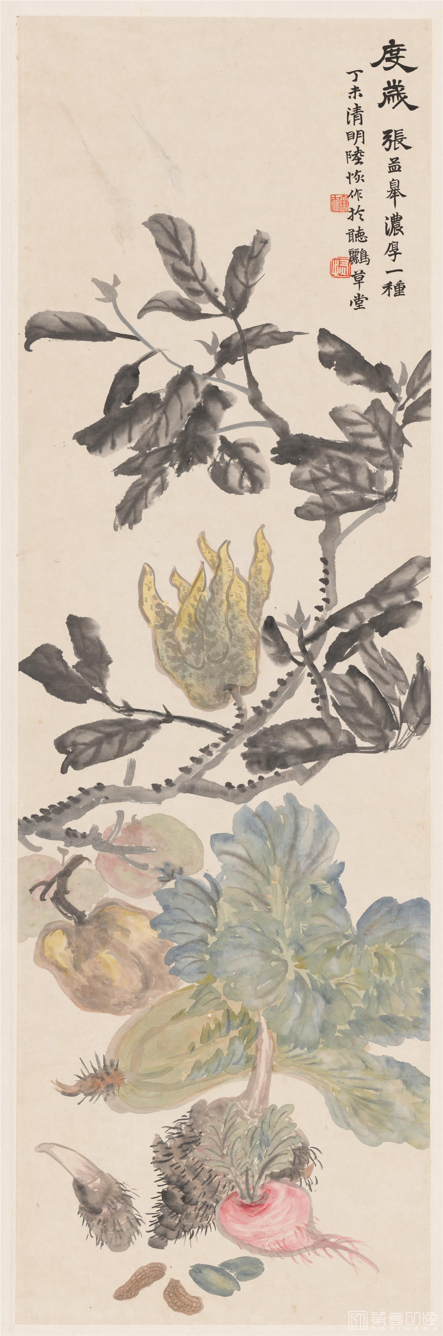 国画-佛手图轴纸本-100×33