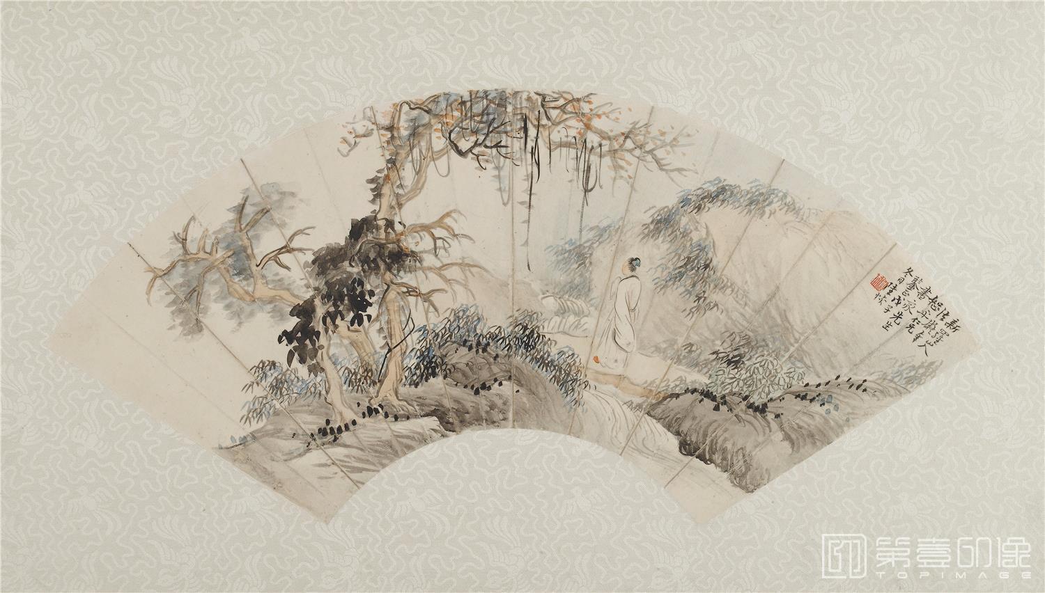 国画-山水扇面纸本-21×38