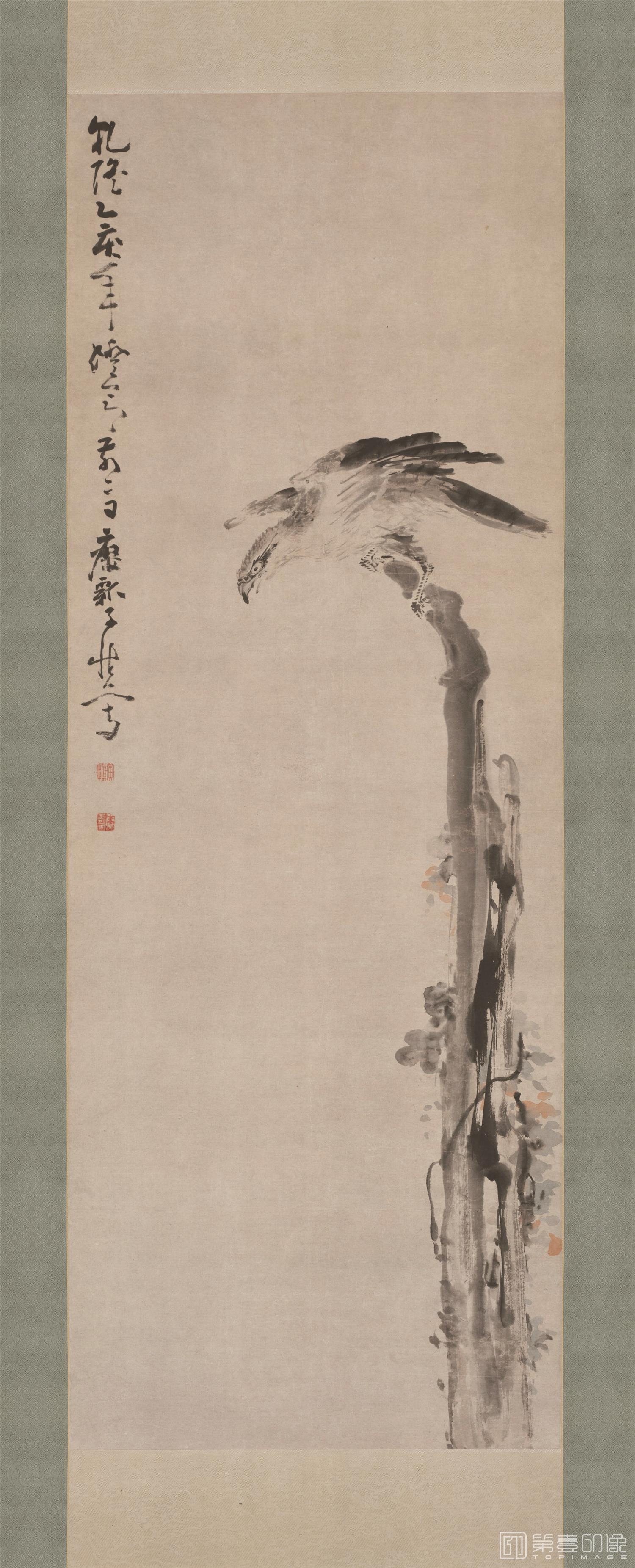 国画-鹰树图轴纸本-1233×45cm