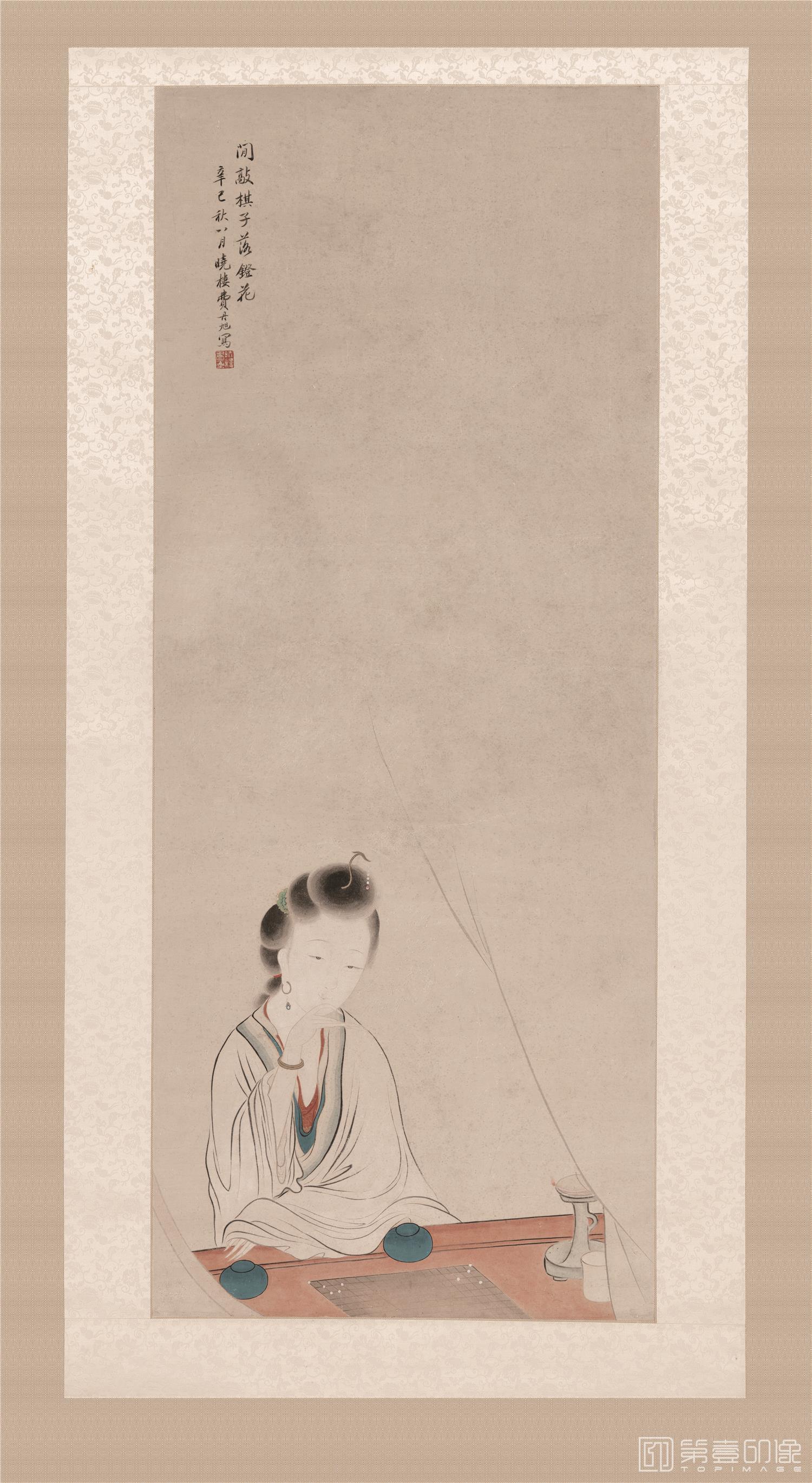 国画-闲敲棋子仕女图轴纸本-10287×4191cm