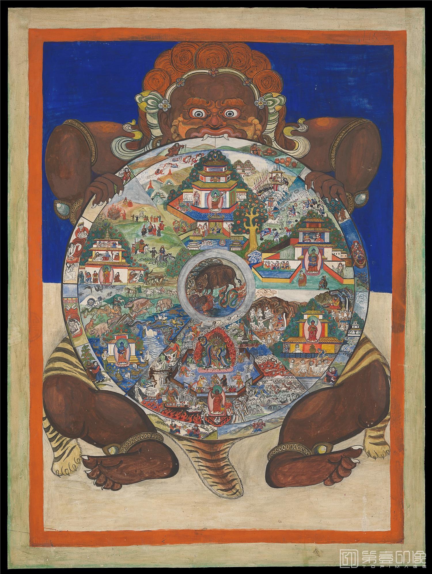 水彩画-阎罗王像绢本-93x123