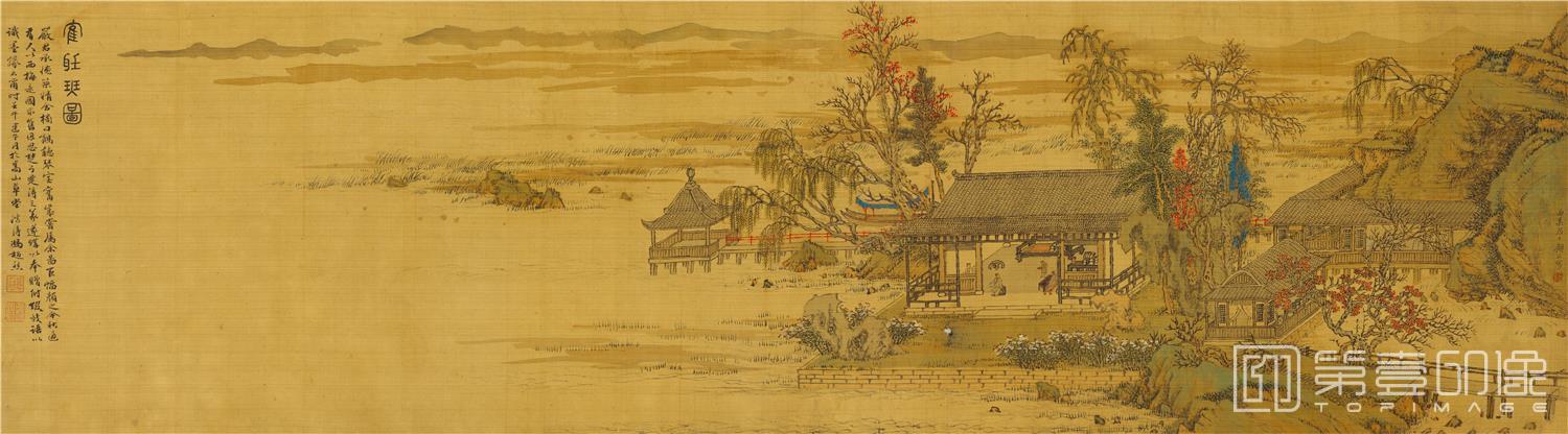 国画-鹤听琴图
