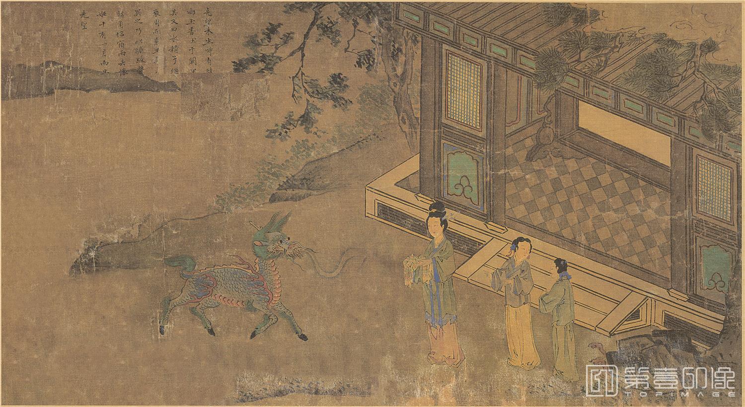 国画-孔子图-麒麟玉书