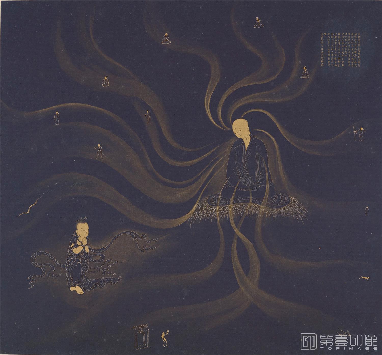 国画-佛国禅师文殊指南图赞 (五十三参)黄金纸-29.2×31.4cm-009