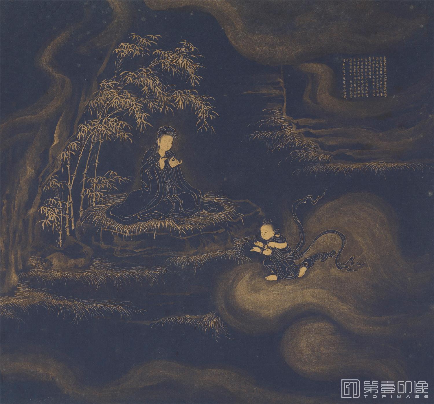 国画-佛国禅师文殊指南图赞 (五十三参)黄金纸-29.2×31.4cm-049
