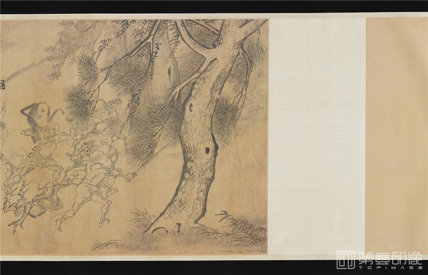国画-二郎神搜山图-46.7x807.4cm-分段-01