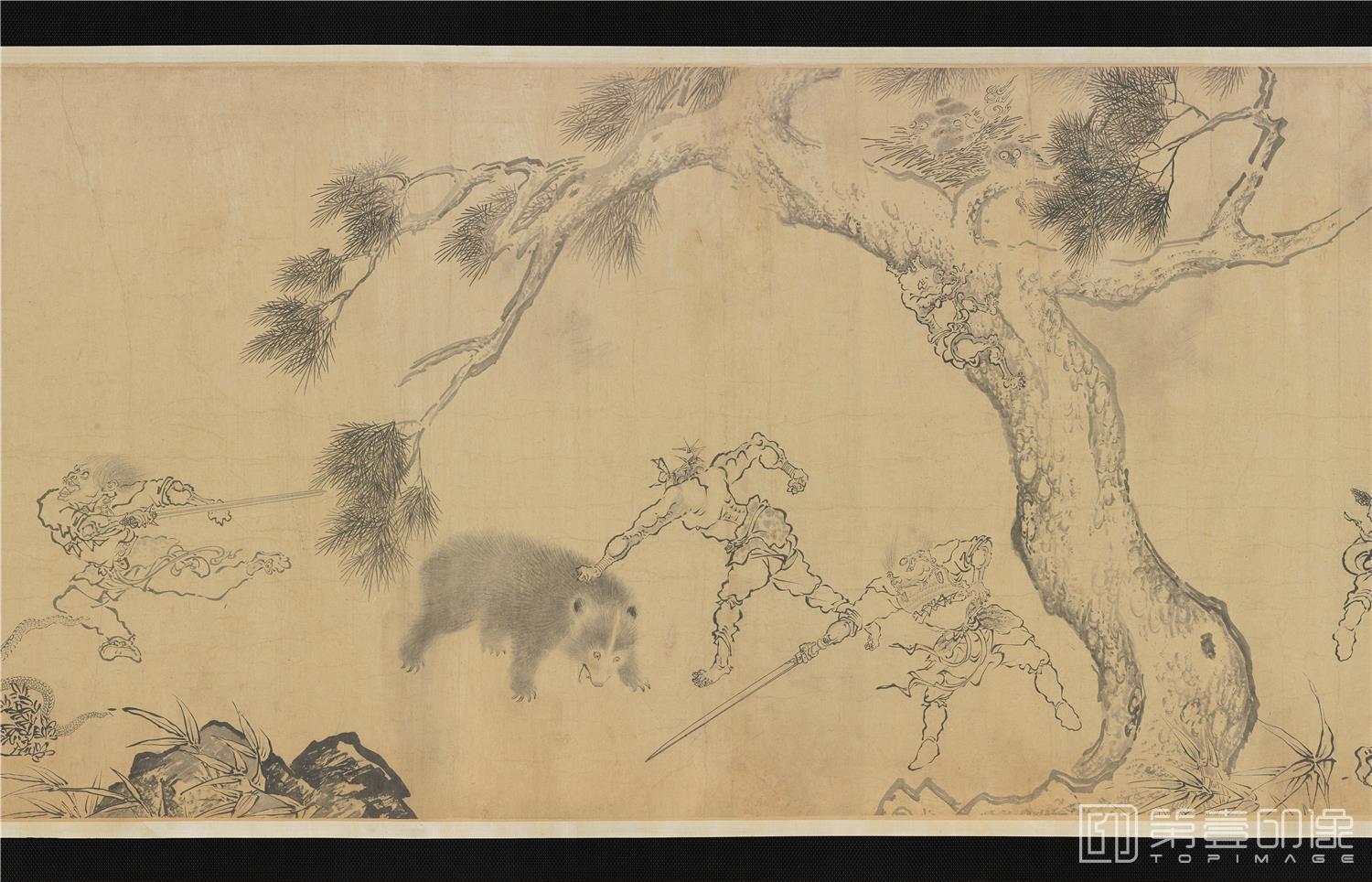 国画-二郎神搜山图-46.7x807.4cm-分段-04