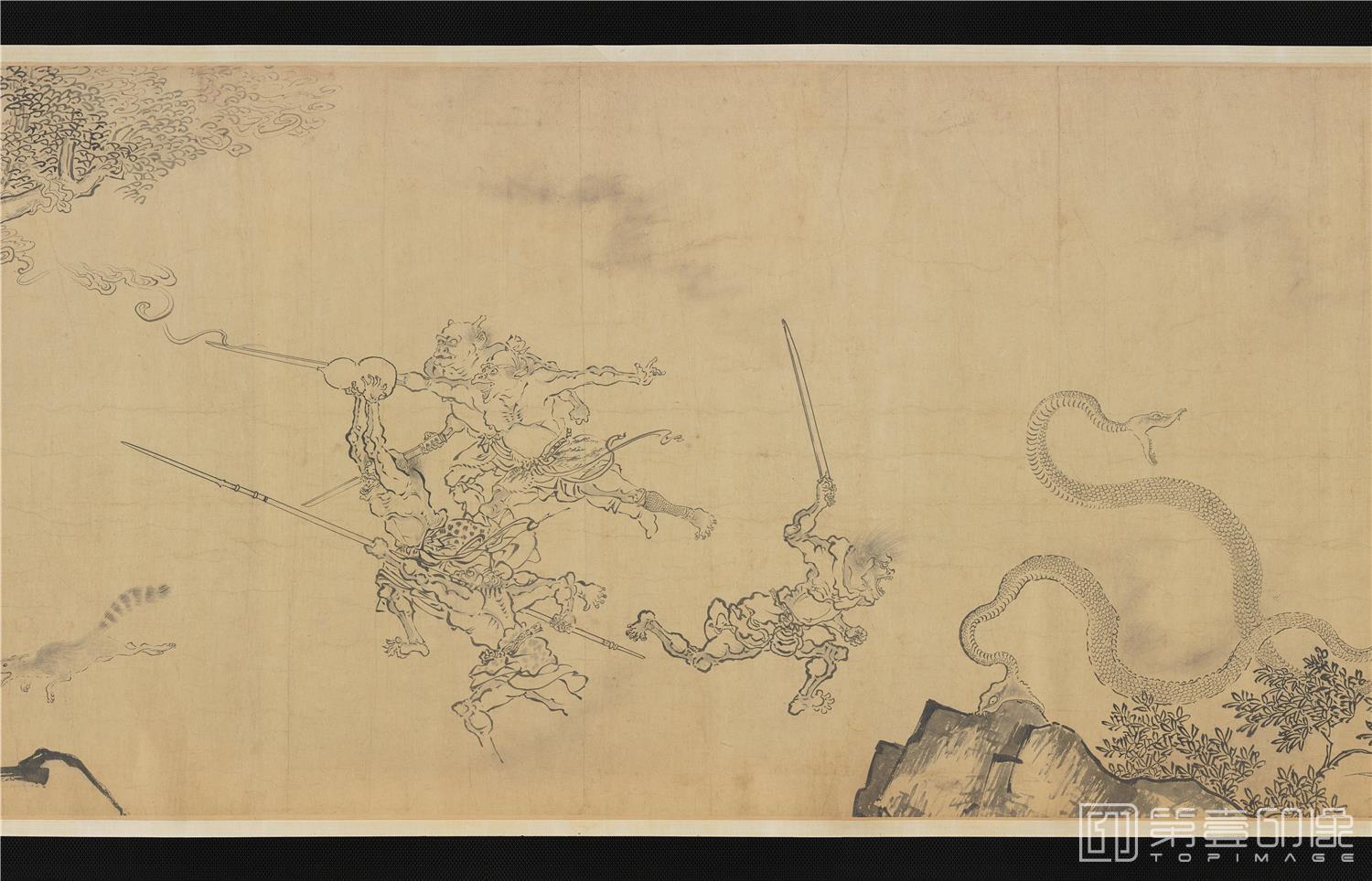 国画-二郎神搜山图-46.7x807.4cm-分段-05