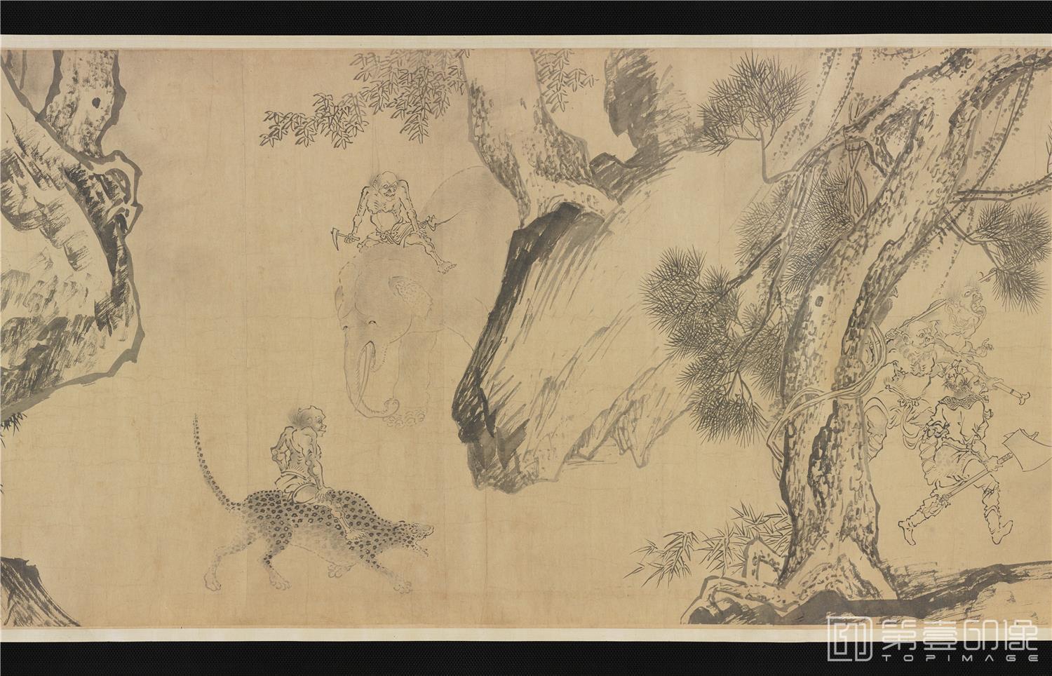 国画-二郎神搜山图-46.7x807.4cm-分段-07