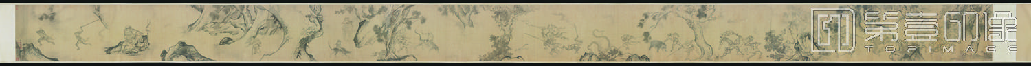国画-二郎神搜山图-46.7x807.4cm