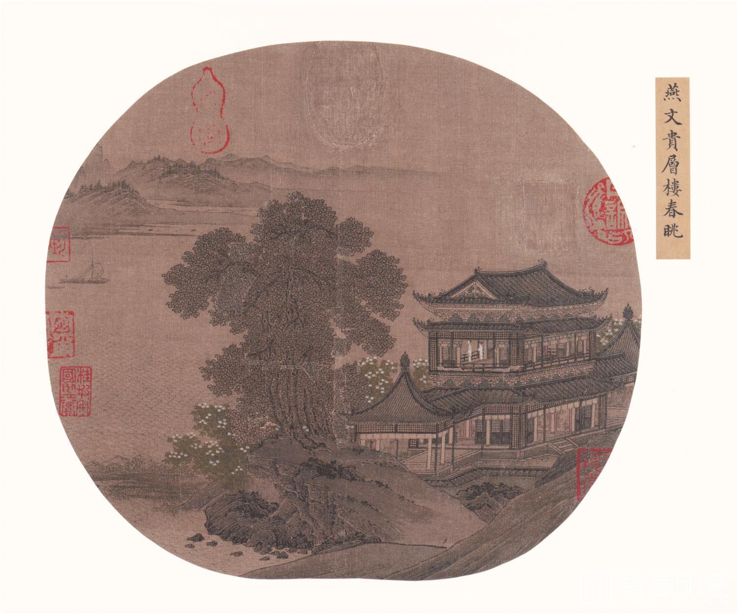 国画-层楼春光