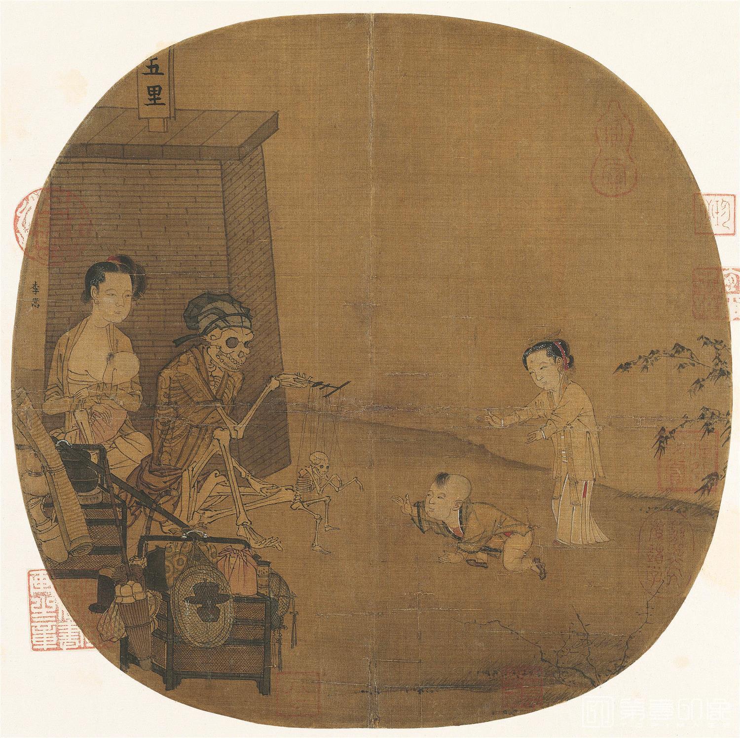 国画-骷髅幻戏图-27X27cm