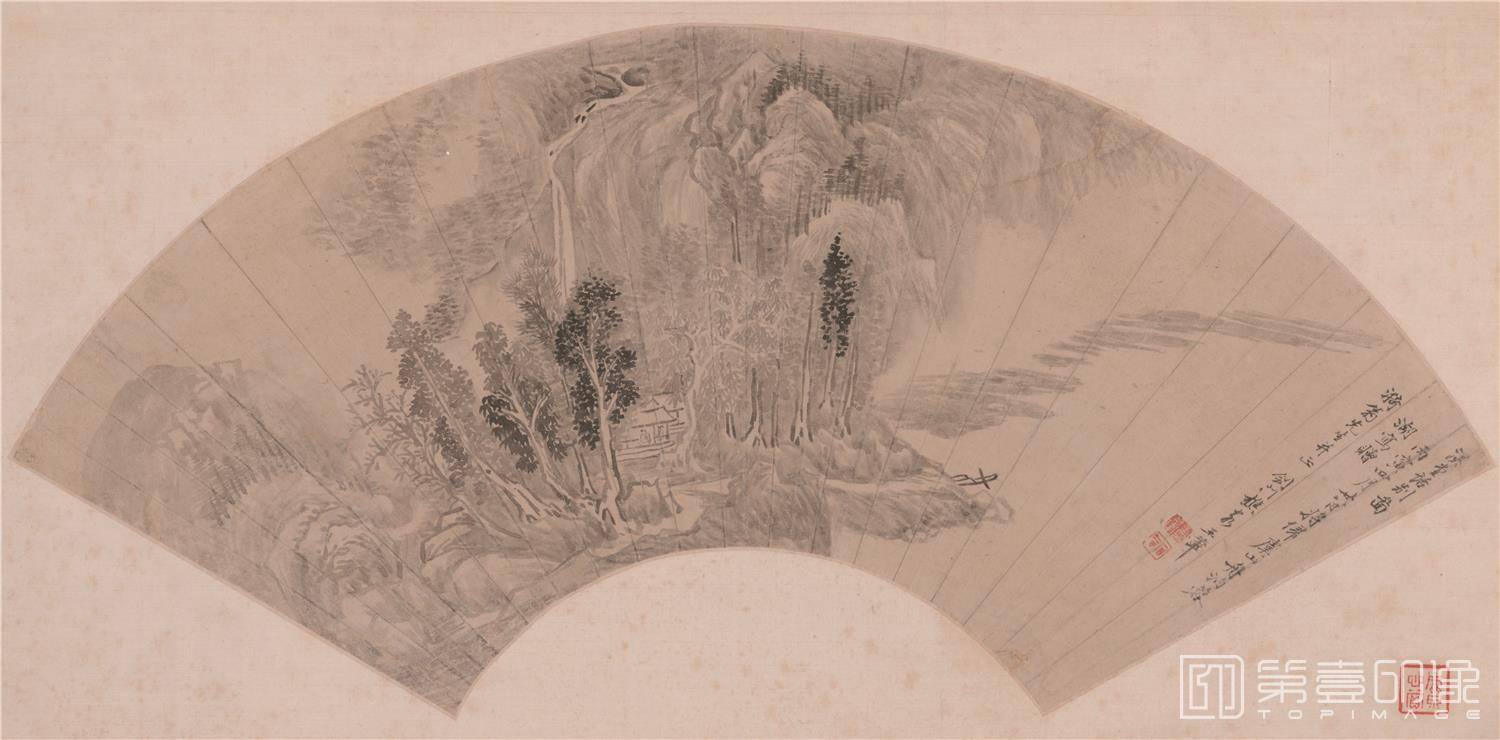 国画-溪堂话别图-58.3X28.8cm
