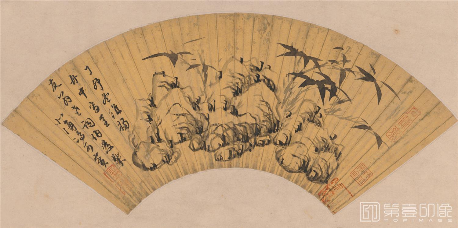 国画-竹石图-46.5x23.4cm