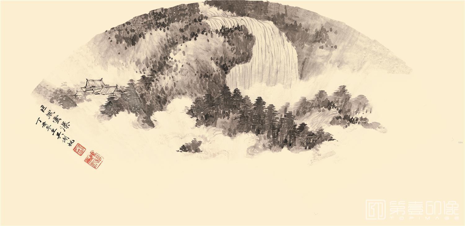 国画-扇面和字-01