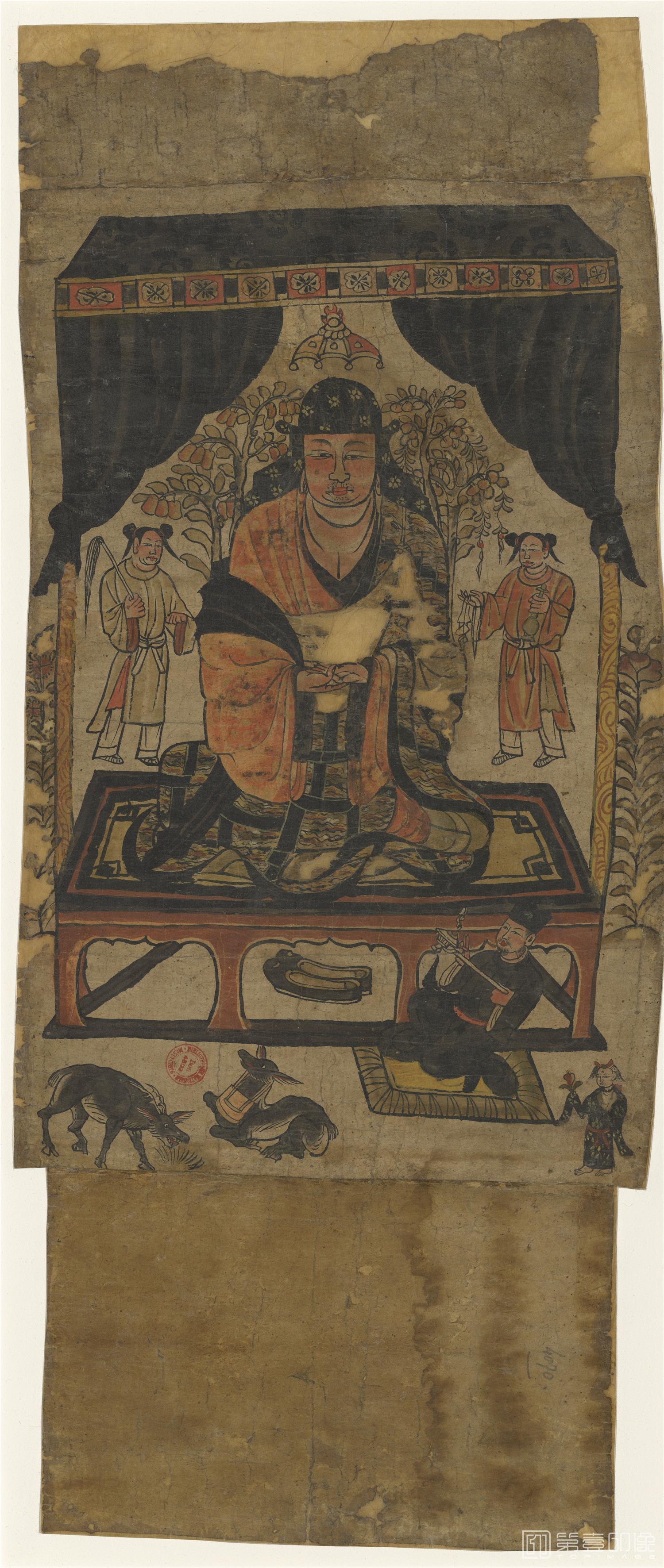 国画-敦煌莫高窟遗书-绘画-彩绘泅洲僧伽经像纸本80.4×33.8cm