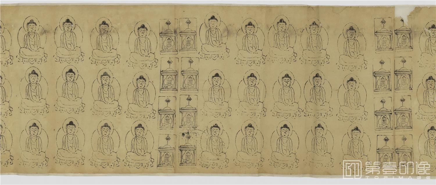 壁画-敦煌莫高窟-遗书-壁画-佛教人物纸描图卷纸本-28×286.5cm-分段-02