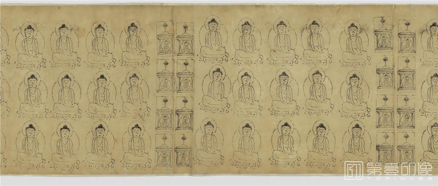 壁画-敦煌莫高窟-遗书-壁画-佛教人物纸描图卷纸本-28×286.5cm-分段-03