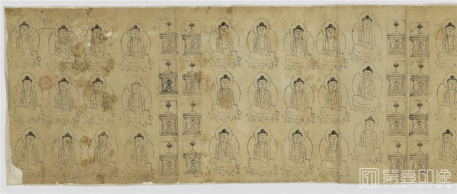 壁画-敦煌莫高窟-遗书-壁画-佛教人物纸描图卷纸本-28×286.5cm-分段-04