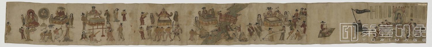 壁画-敦煌莫高窟-遗书-壁画-彩绘-地狱十王经变图卷纸本-30×300.3cm
