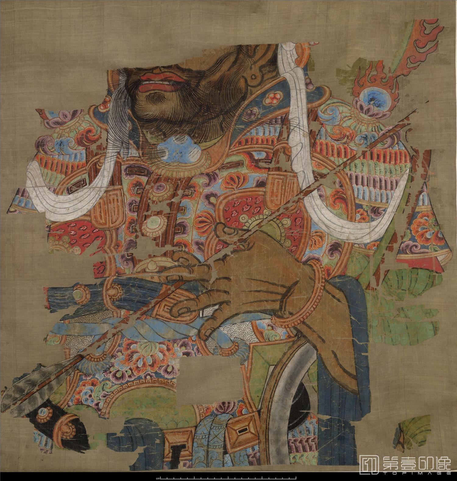 壁画-敦煌莫高窟-天王像 (断片)-彩绘绢本