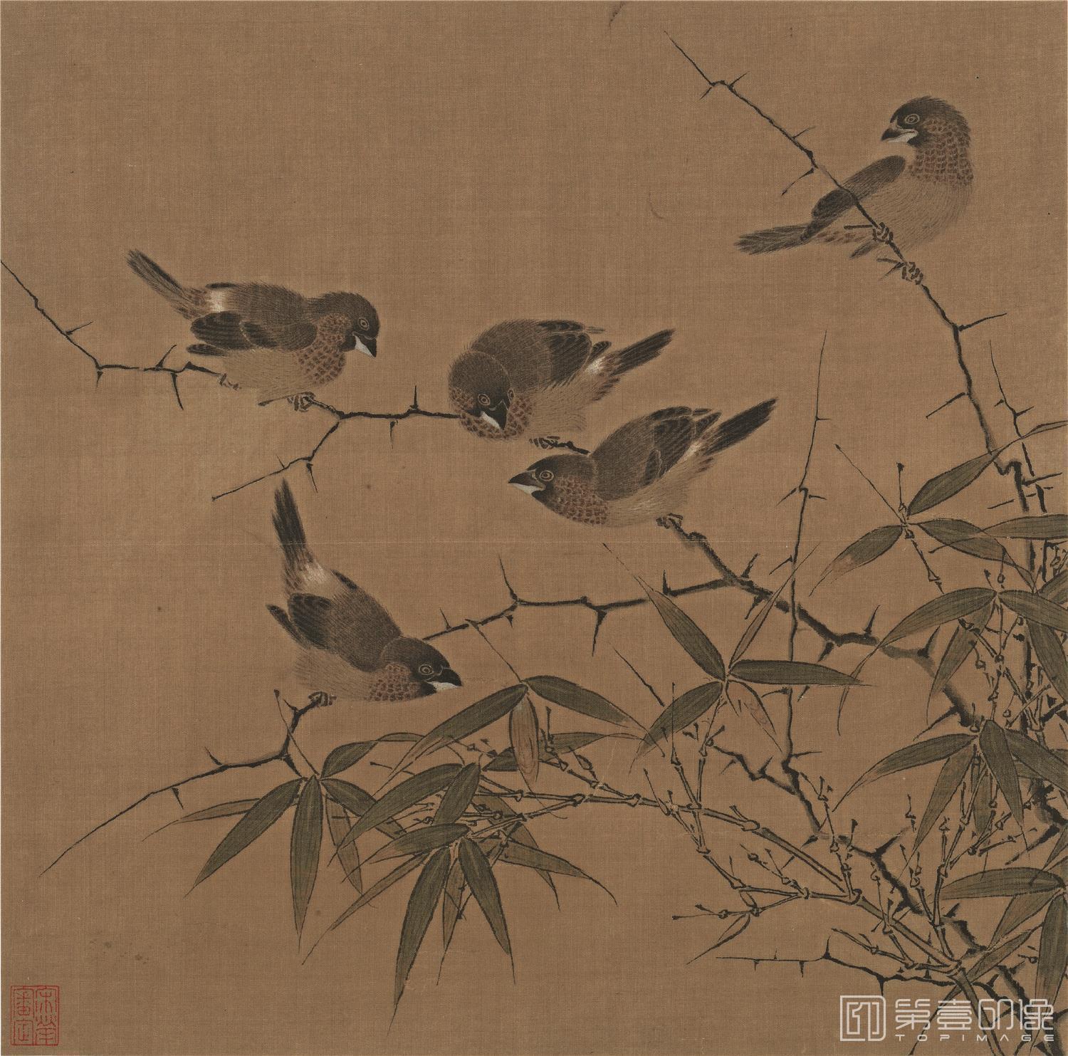 国画-雪涤寒雏图-25X25cm