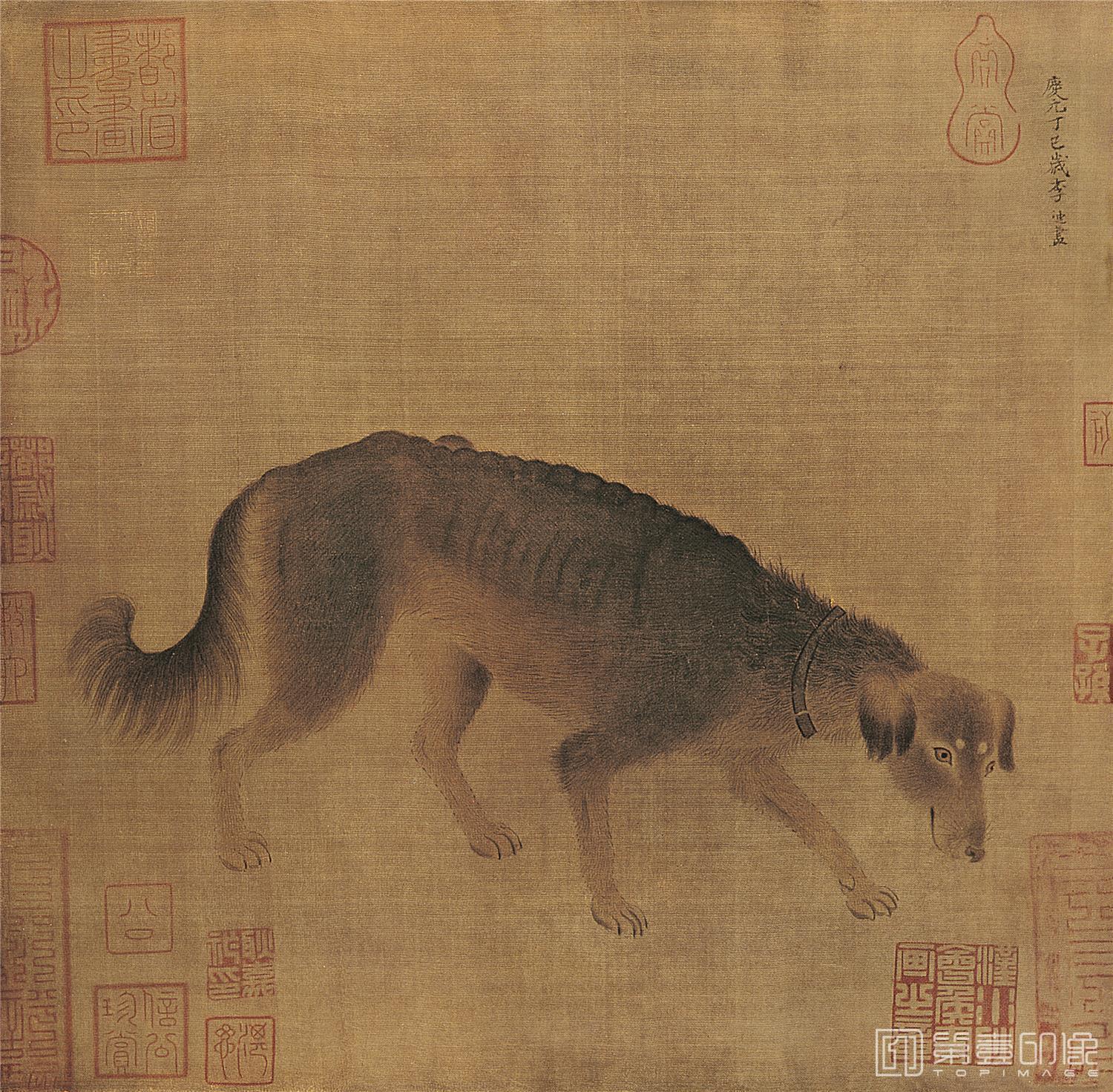 国画-猎犬图-27X27cm