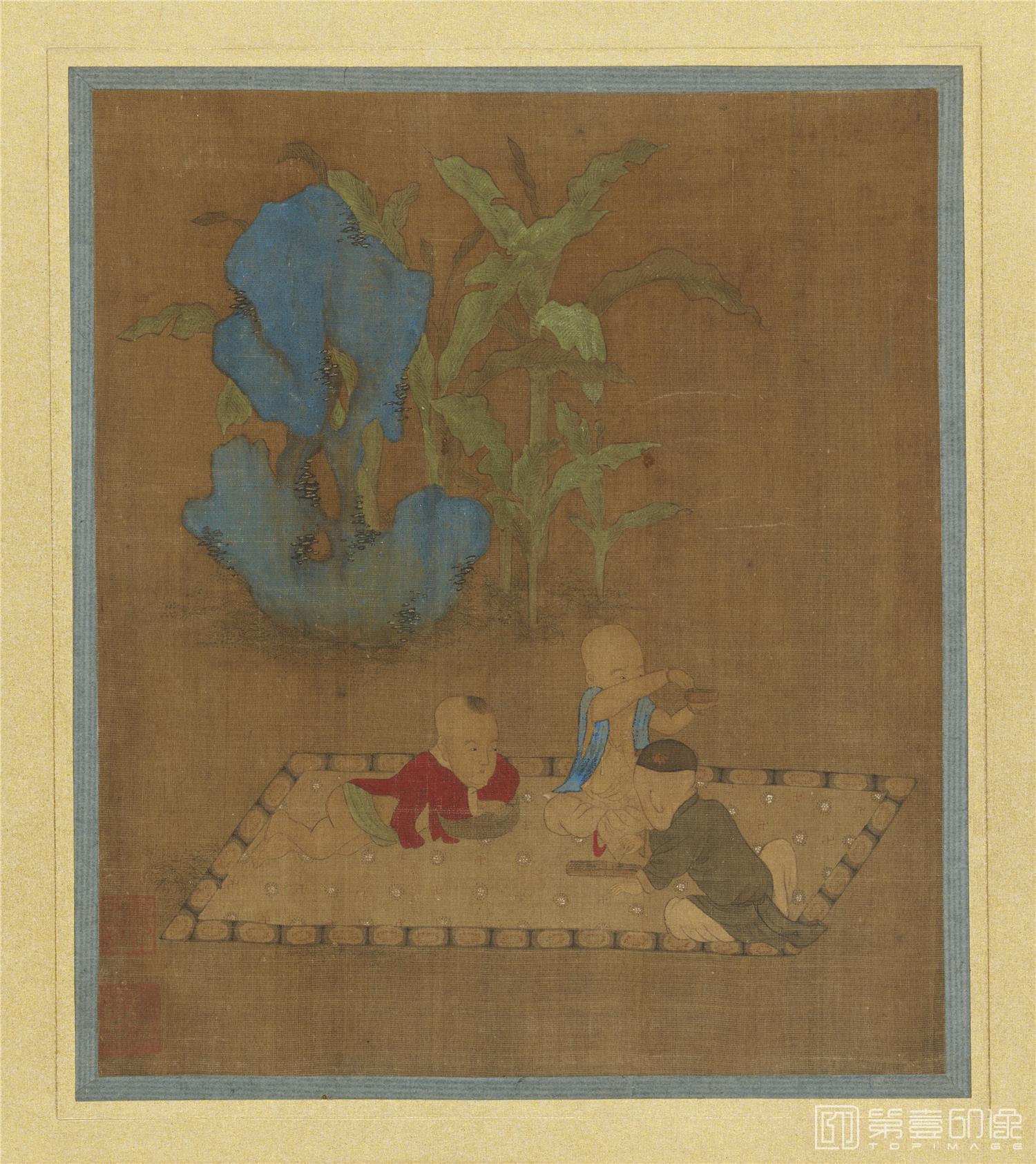 国画-芭蕉唐子图