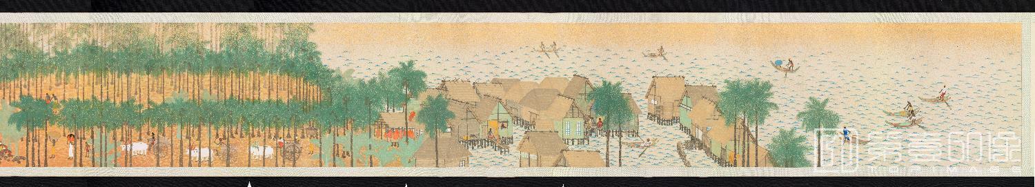 水彩画-日本大正年-今村紫红-朝之卷纸本着色-47.5x954.5cm-分段-01