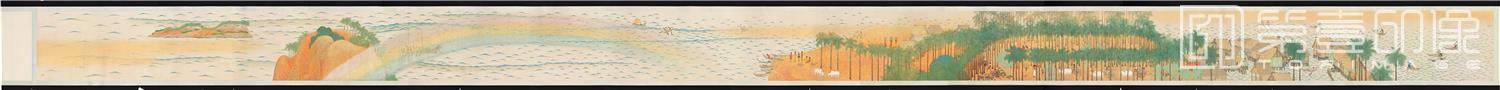 水彩画-日本大正年-今村紫红-朝之卷纸本着色-47.5x954.5cm-02