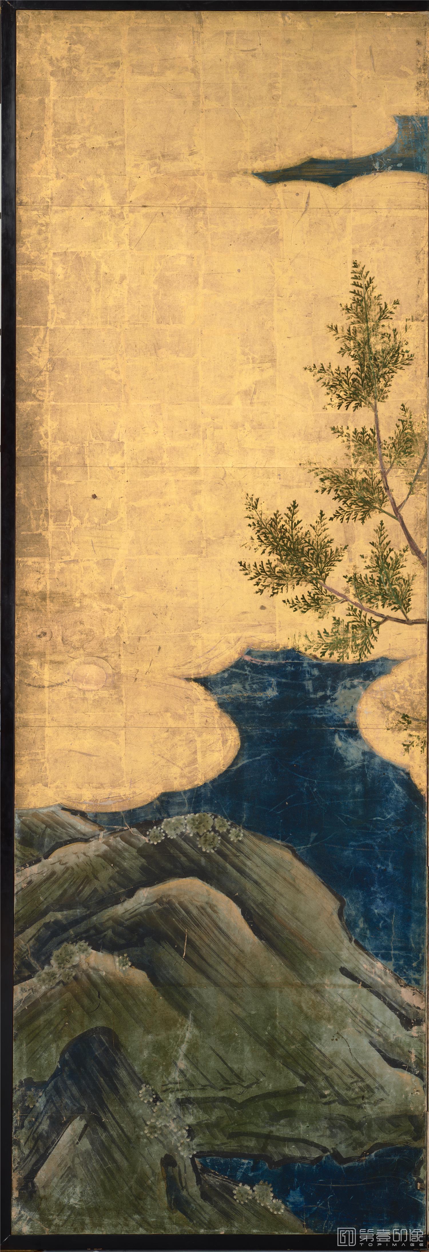 水彩画-日本安土桃山时代-狩野永德-桧图屏风-分屏-170×460.5cm-08