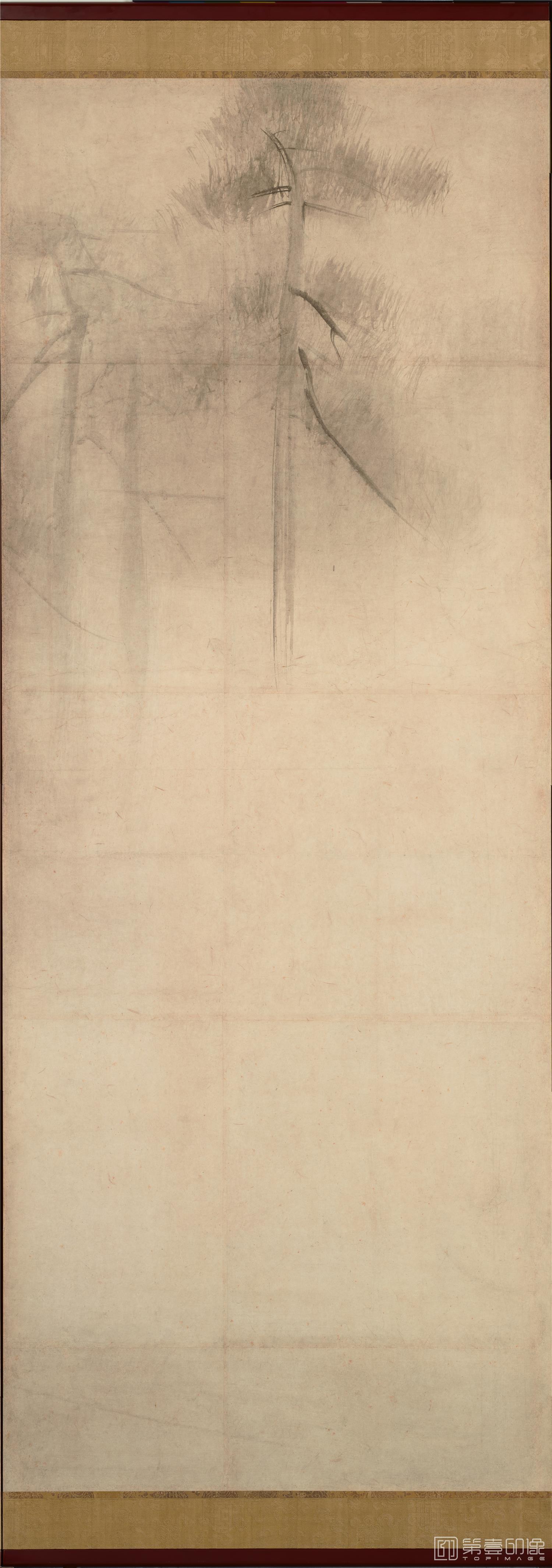 水彩画-日本安土桃山时代-长谷川-松林图屏风纸本-第一屏分段-156.8x356cm-02