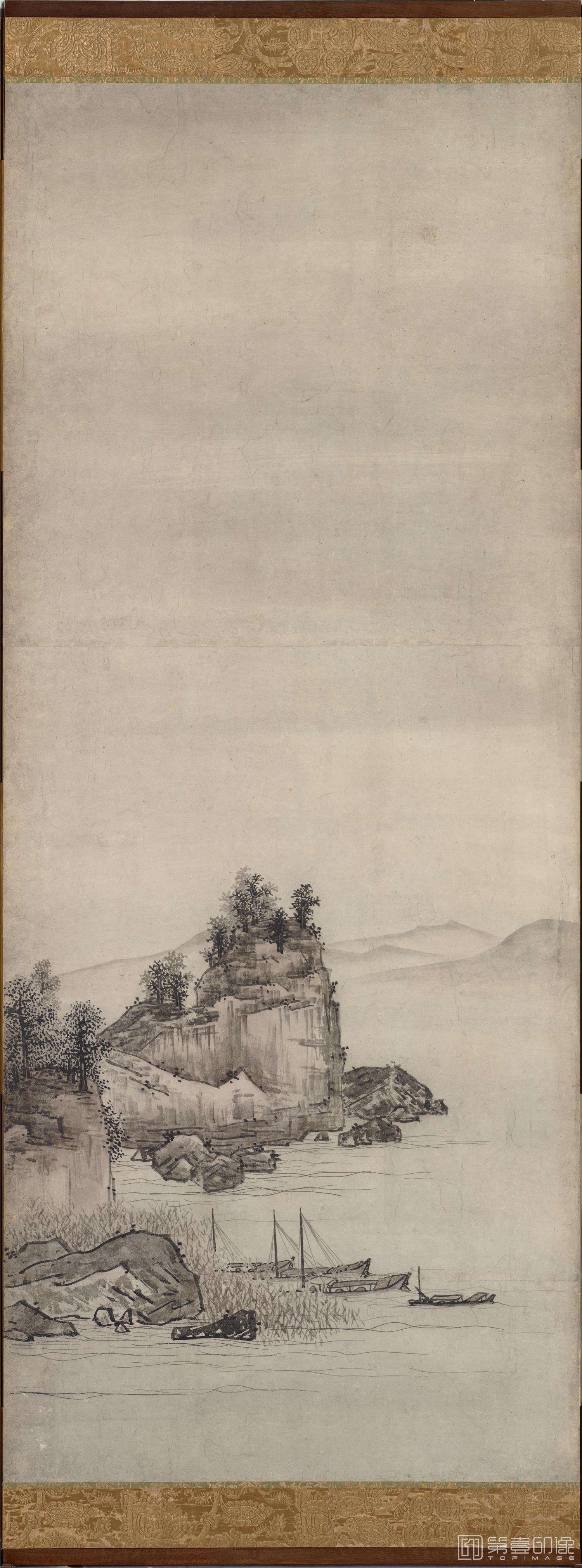 水彩画-日本安土桃山-云谷等颜-山水图屏风纸本-第二屏分屏-151.1x359.0cm-02