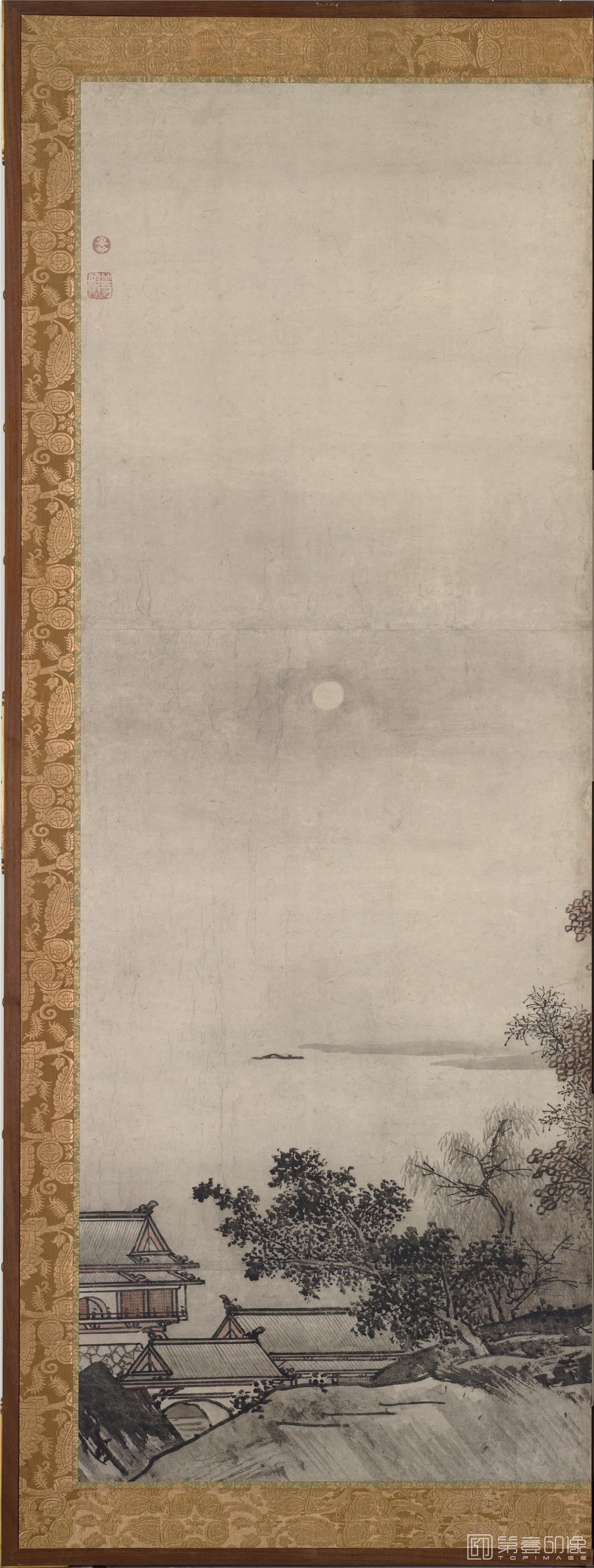 水彩画-日本安土桃山-云谷等颜-山水图屏风纸本-第二屏分屏-151.1x359.0cm-06