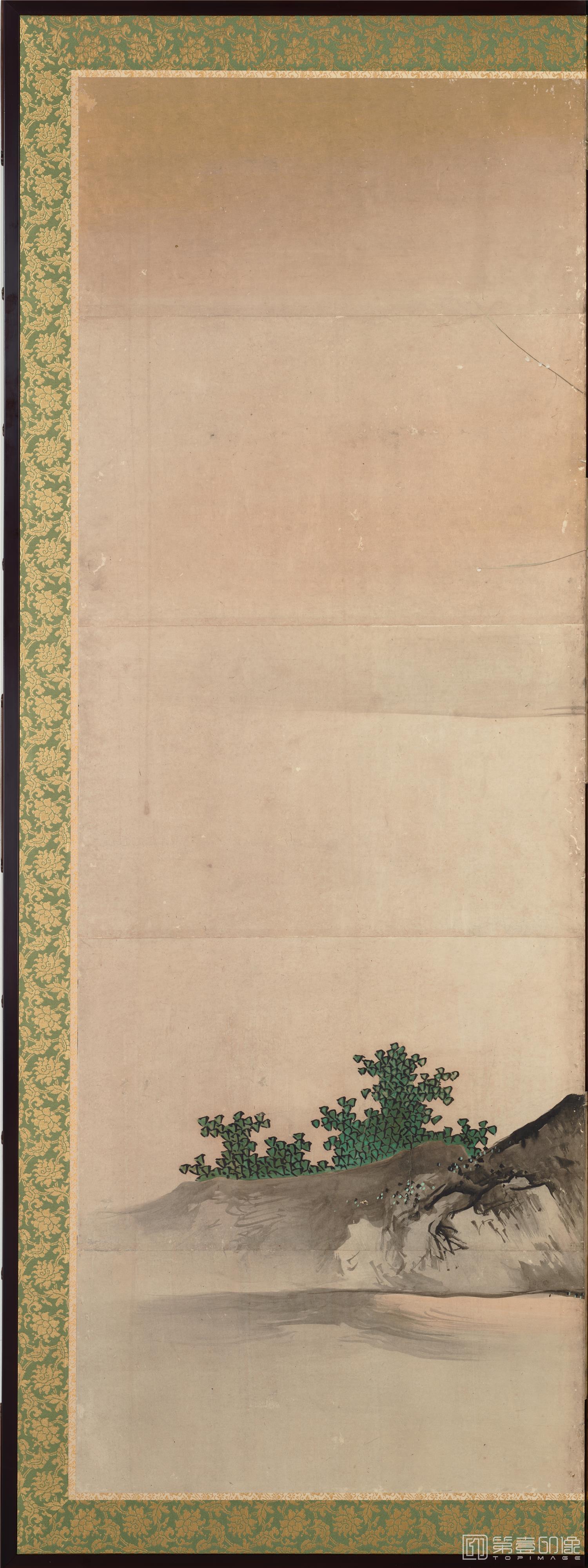 水彩画-日本安土桃山-海北友松-琴棋书画图屏风-2屏分段-154.0×358cm-06