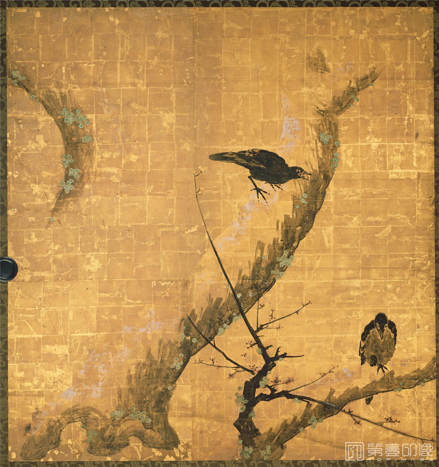 水彩画-日本安土桃山-云谷等颜-梅鸦图册-29x30cm-05