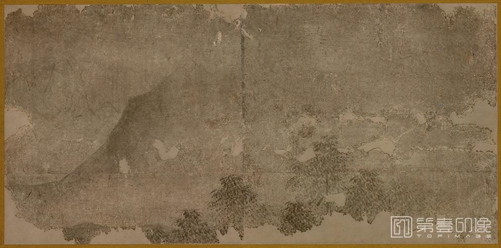 水彩画-日本室町时代-狩野元信-远山杂木图纸本-38.4×78.9cm-02