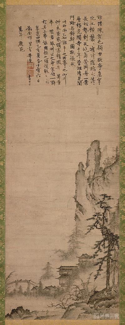 水彩画-山水图轴纸本-93.9×34.0-01