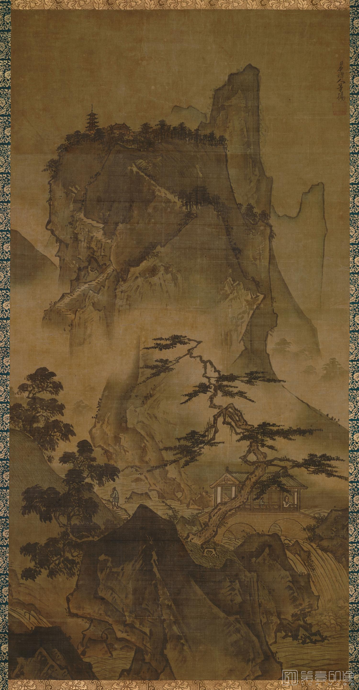水彩画-日本室町时代-雪舟-四季山水图-夏-149.0x75.8cm