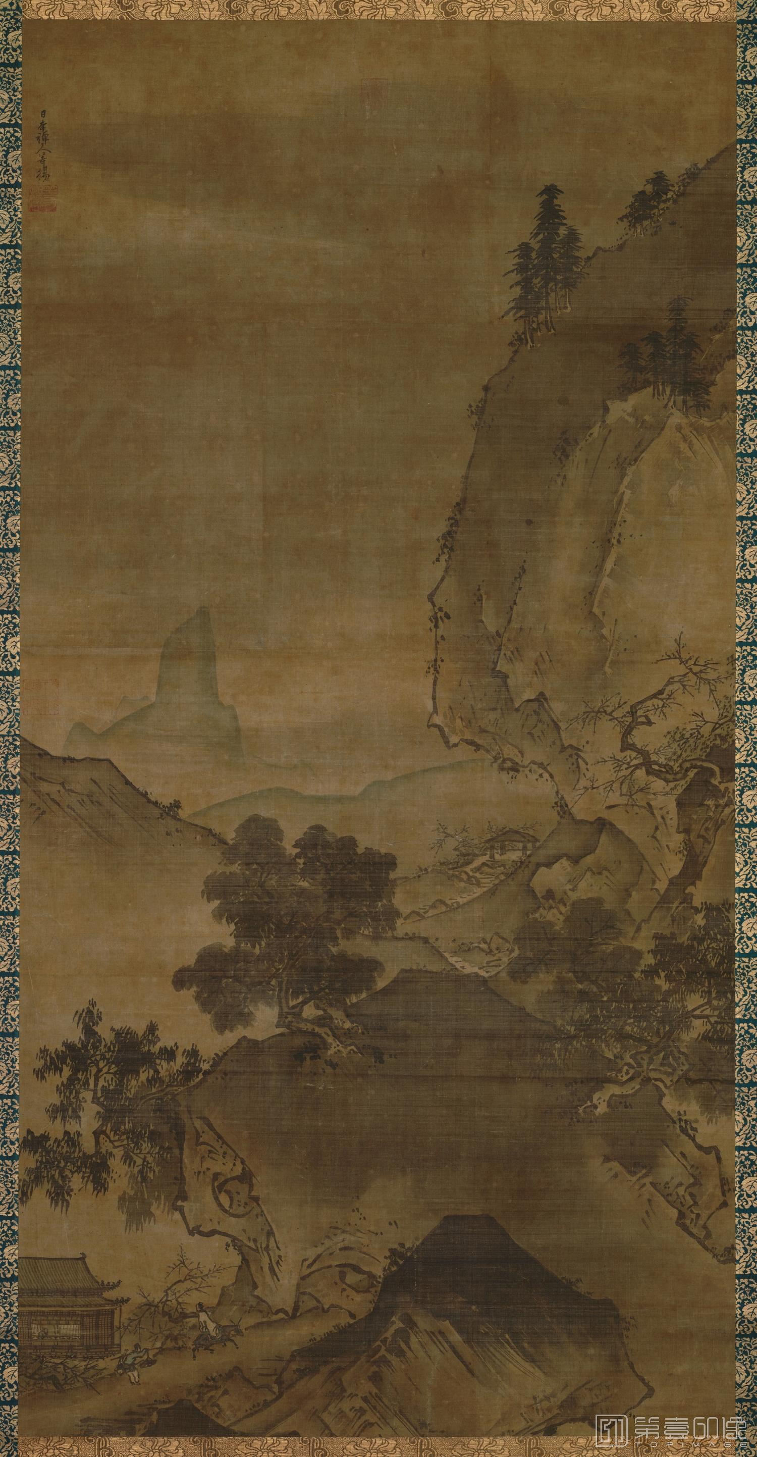 水彩画-日本室町时代-雪舟-四季山水图-春-149.0x75.8cm
