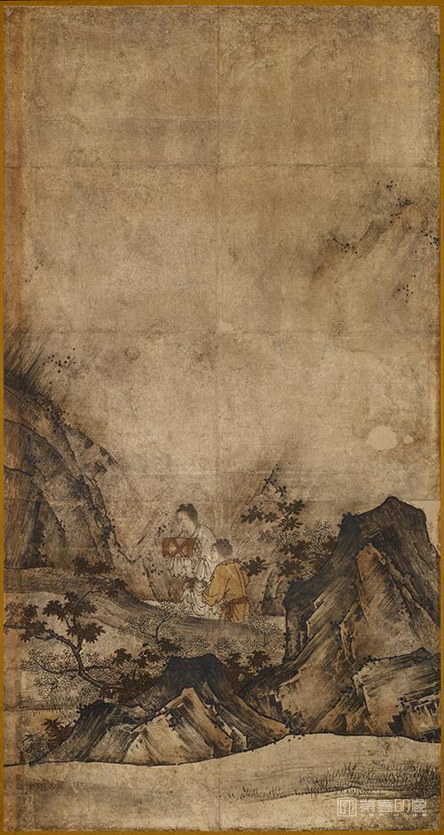 水彩画-日本室町时代-狩野元信-朱买臣图纸本左幅 (东京)-125.7x88.0cm-04