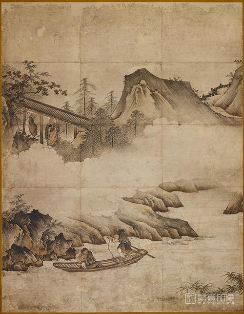 水彩画-日本室町时代-狩野元信-祖师图轴-大满送大智-177.5×138.2cm-01