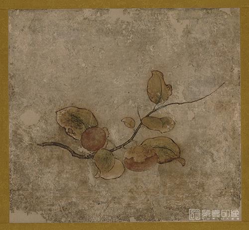 水彩画-日本室町时代-狩野元信-蔬果图-柿子-40.1x43.7cm-02