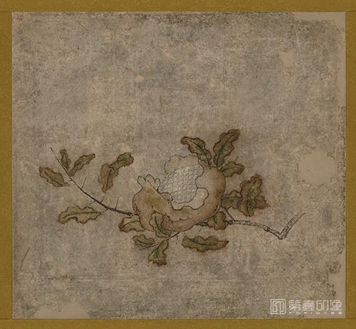 水彩画-日本室町时代-狩野元信-蔬果图-石榴-40.1x43.7cm-03