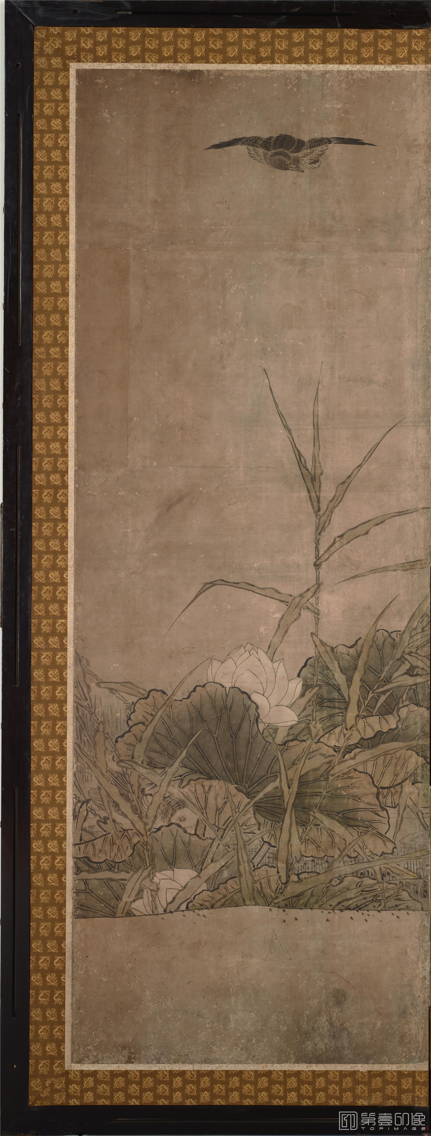 水彩画-日本室町时代-雪舟-四季花鸟图屏风纸本 (东京)151×351cm-二屏分-06
