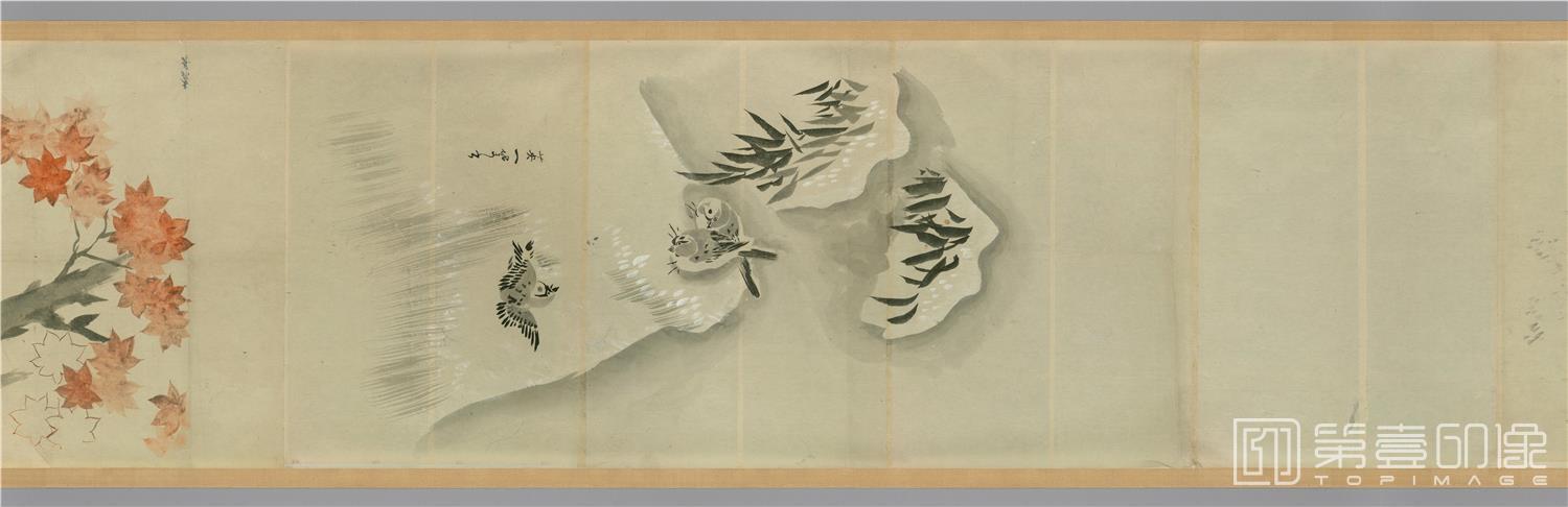 水彩画-日本-明清古画动物山水粉本图卷纸本-38x1510cm-分段-07