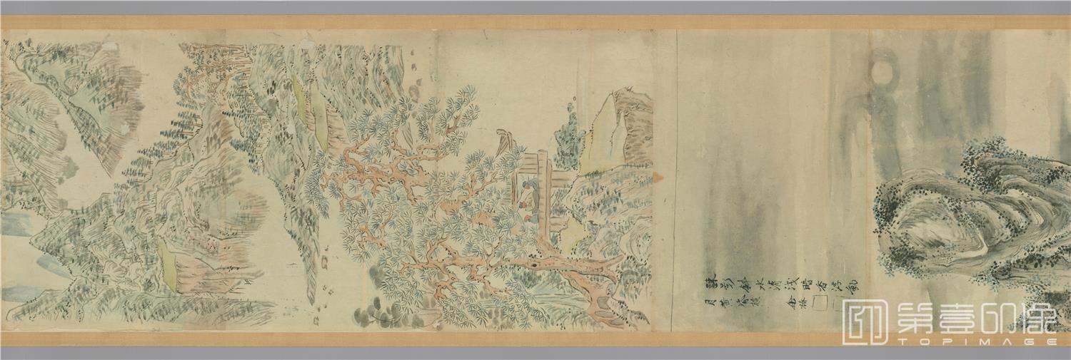 水彩画-日本-明清古画动物山水粉本图卷-分段-02