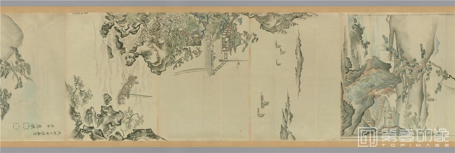 水彩画-日本-明清古画动物山水粉本图卷-分段-08