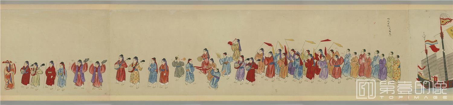 水彩画-日本-琉球风俗图卷一纸本-40x1375cm-分段-06